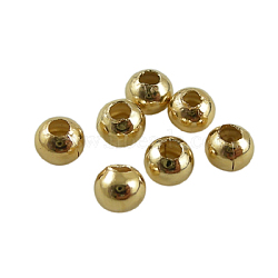 Brass Smooth Round Beads, Seamed Spacer Beads, Golden, 5mm, Hole: 1.5mm(EC400-3G)