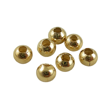 Brass Smooth Round Beads, Seamed Spacer Beads, Golden, 5mm, Hole: 1.5mm