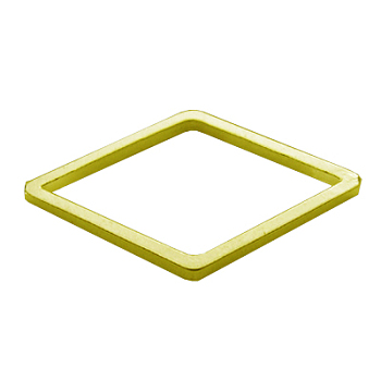 Brass Links, Rhombus, Golden, about 9.5mm wide, 16mm long, 1mm thick