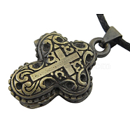 Brass Prayer Box Pendants, Brushed Antique Bronze, about 18mm wide, 30mm long, 10mm thick, hole: 4mm(ECF137-3AB)