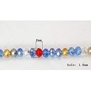 Electroplate Glass Beads Strand, AB Color Plated, Faceted, Rondelle, Size: about 8mm in diameter, 6mm thick, hole: 1.6mm, about 72pcs/strand, 16.3 inch.(EGLA-D008-27)