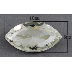 Electroplate Glass Cabochons, Faceted, Oval, White, Size: about 10mm long, 5mm wide, 5mm thick(EGLA-R342)