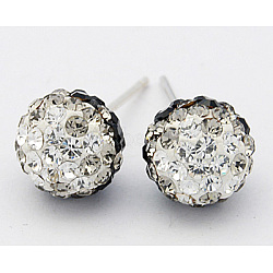 Austrian Crystal Ball Ear Studs, with 925 Sterling Silver Pins, Mixed Color, 19x8mm, Pin: 0.8mm(EJEW-Q008-1)