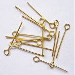 Iron Eye Pin, Cadmium Free & Lead Free, Golden, 26x0.7mm, Hole: 2mm, about 11000pcs/1000g(EPG2.6cm)