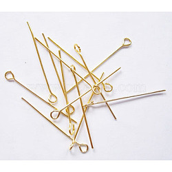 Iron Eye Pin, Cadmium Free & Lead Free, Golden, 35x0.7mm, Hole: 2mm, about 7000pcs/1000g(EPG3.5cm)