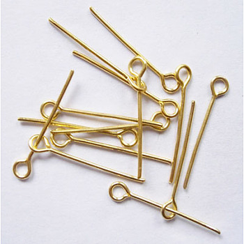 Iron Eye Pin, Cadmium Free & Lead Free, Golden, 26x0.7mm, Hole: 2mm, about 11000pcs/1000g