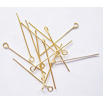 Iron Eye Pin, Cadmium Free & Lead Free, Golden, 35x0.7mm, Hole: 2mm, about 7000pcs/1000g