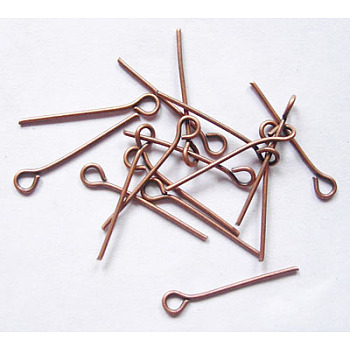 Iron Eye Pin, Cadmium Free & Nickel Free & Lead Free, Red Copper, 24x0.7mm, Hole: 2mm, about 11600pcs/1000g