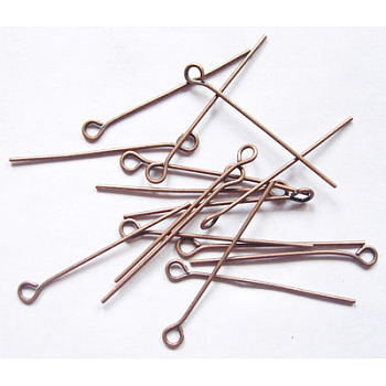 Iron Eye Pin, Cadmium Free & Nickel Free & Lead Free, Red Copper, 30x0.7mm, Hole: 2mm, about 8700~8800pcs/1000g