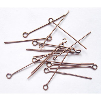 Iron Eye Pin, Cadmium Free & Nickel Free & Lead Free, Red Copper, 35x0.7mm, Hole: 2mm, about 7000pcs/1000g