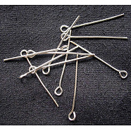 Iron Eye Pin, Cadmium Free & Lead Free, Silver, 28x0.7mm, Hole: 2mm, about 1680pcs/200g(EPS2.8cm)