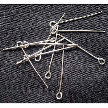 Iron Eye Pin, Cadmium Free & Lead Free, Silver, 22x0.7mm, Hole: 2mm, about 12000pcs/1000g