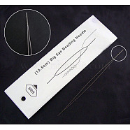 Zusammenklappbare Nadeln mit großen Augenperlen aus Edelstahl, Saatperlennadel, Perlensticknadeln für die Schmuckherstellung, Edelstahl Farbe, 125x0.3 mm(ES001Y)