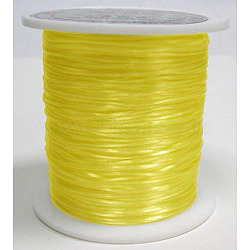 Flat Elastic Crystal String, Elastic Beading Thread, for Stretch Bracelet Making, Dyed, Yellow, 0.8mm, about 9.84~10.93 yards(9~10m)/roll(EW008)