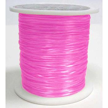 Flat Elastic Crystal String, Elastic Beading Thread, for Stretch Bracelet Making, Dyed, Fuchsia, 0.8mm, about 65.61 yards(60m)/roll