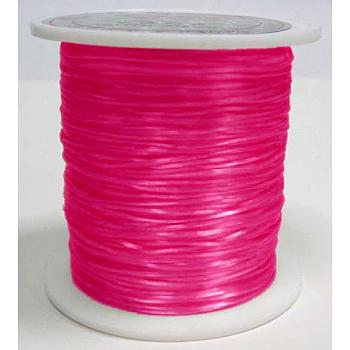 Flat Elastic Crystal String, Elastic Beading Thread, for Stretch Bracelet Making, Dyed, Deep Pink, 0.8mm, about 65.61 yards(60m)/roll