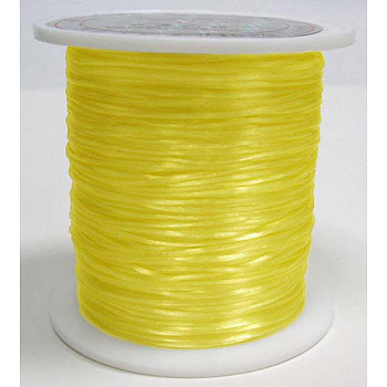 Flat Elastic Crystal String, Elastic Beading Thread, for Stretch Bracelet Making, Dyed, Yellow, 0.8mm, about 9.84~10.93 yards(9~10m)/roll
