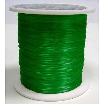 Flat Elastic Crystal String, Elastic Beading Thread, for Stretch Bracelet Making, Dyed, Green, 0.8mm, about 65.61 yards(60m)/roll