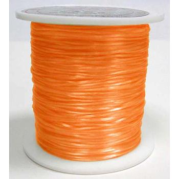 Flat Elastic Crystal String, Elastic Beading Thread, for Stretch Bracelet Making, Dyed, Orange, 0.8mm, about 65.61 yards(60m)/roll