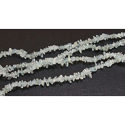Natural Aquamarine Chips Beads Strands, Dyed, 5~8mm, Hole: 0.3mm, about 32~32.5 inch(F035)
