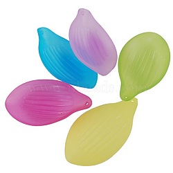 Translucent Acrylic Pendants, Frosted, Leaf, Mixed Color, Size: about 49mm long, 27mm wide, 9mm thick, hole: 2mm, about 538pcs/1000g(FACR-5344-M)