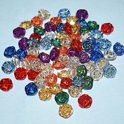 1-Hole Rose Plastic Shank Buttons, Mixed Color, 12.5mm, Hole: 1.5mm, about 500pcs/bag(BPB18DB)