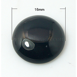 Natural Black Agate Cabochons, Half Round/Dome, Black, 16x5mm(G-BA16x5)