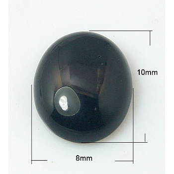 Natural Black Agate Cabochons, Oval, 10x8x4mm