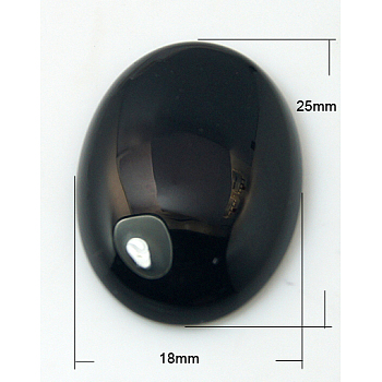 Natural Black Agate Cabochons, Oval, 25x18x5mm