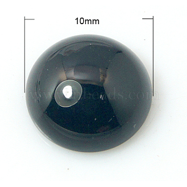 10mm Black Flat Round Black Agate Cabochons