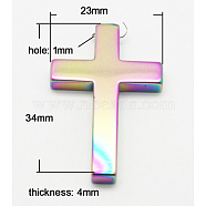 Non-magnetic Synthetic Hematite Pendant, Color-Plated, Cross, Colorful, 23x34x4mm(G-D015-34)