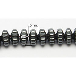 Non-Magnetic Synthetic Hematite Beads Strands, Flower, Black, Size: about 8mm in diameter, 5mm thick, hole: 1mm, about 91pcs/strand, 15.7 inch(G-D015-14)