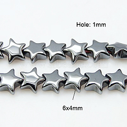 Non-Magnetic Synthetic Hematite Beads Strands, Star, Gray, 6x6x4mm, Hole: 1mm(G-D045-7)