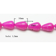 Natural Jade Beads Strands, Natural White Jade, Dyed, Teardrop, Magenta, 12~14x10mm, Hole: 1.3mm, 28pcs/strand, 15.35 inch(G-G014-4)