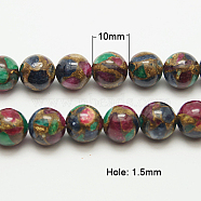 Synthetic Gold Clinquant Stone Beads Strands, Dyed, Round, Colorful, 10mm(G-G026-R-10mm-2)