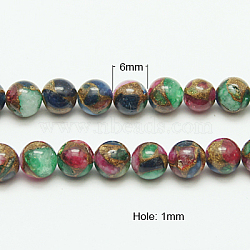 Synthetic Gold Clinquant Stone Beads Strands, Dyed, Round, Colorful, 6mm(G-G026-R-6mm-2)