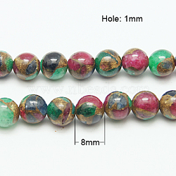 Synthetic Gold Clinquant Stone Beads Strands, Dyed, Round, Colorful, 8mm(G-G026-R-8mm-2)