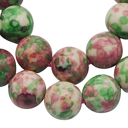 Synthetic Ocean White Jade(Rain Flower Stone) Beads Strands, Dyed, Round, Pale Green, 12mm, Hole: 1.2mm, 33pcs/strand, 15 inch(G-GR12MM-225)