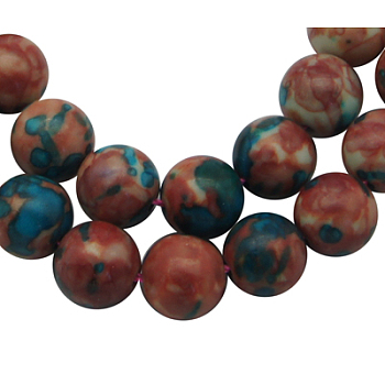 Synthetic Ocean White Jade(Rain Flower Stone) Beads Strands, Dyed, Round, Red, 8mm, Hole: 0.8mm, 50pcs/strand, 15 inch