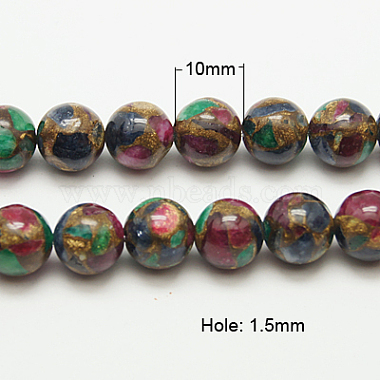 10mm Colorful Round Gold Clinquant Stone Beads