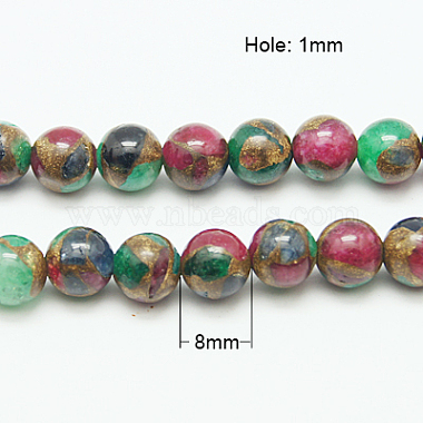 8mm Colorful Round Gold Clinquant Stone Beads