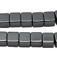 Non-Magnetic Synthetic Hematite Beads Strands, Square, Black, Size: about 8mm wide, 8mm long, hole: 1mm, about 50pcs/strand(G-H1075-1)