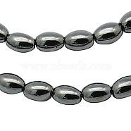 Non-Magnetic Synthetic Hematite Beads, Oval, Black, 9x6mm, Hole: 1mm, about 45pcs/strand(G-H1079-1)