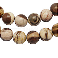 Natural Australia Zebra Stone Beads Strands, Round, Colorful, Size: about 8mm in diameter, hole: 1mm, 48pcs/strand, 15.7 inch(G-H1256-1)