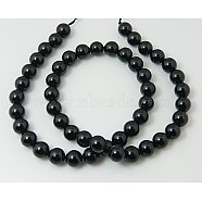 Natural Tourmaline Bead Strands, Round, Black, 12mm, Hole: 1.2mm, about 33pcs/strand, 15.7 inch(G-H1603-12mm)