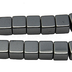 Non-Magnetic Synthetic Hematite Beads Strands, Square, Black, Size: about 8mm wide, 8mm long, hole: 1mm, about 50pcs/strand(G-H1075-1)