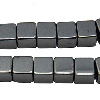 Non-Magnetic Synthetic Hematite Beads Strands, Square, Black, Size: about 8mm wide, 8mm long, hole: 1mm, about 50pcs/strand
