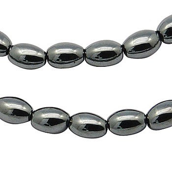 Non-Magnetic Synthetic Hematite Beads, Oval, Black, 9x6mm, Hole: 1mm, about 45pcs/strand