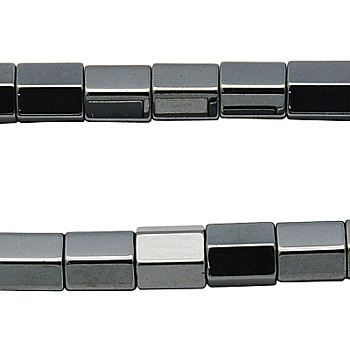 Magnetic Synthetic Hematite Beads Strands, Rectangle, Black, Size: about 6mm wide, 6mm thick, hole: 1mm, about 100pcs/strand
