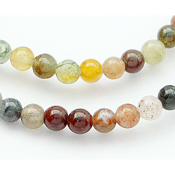 Natural Gemstone Beads Strands, Indian Agate, Round, Colorful, Size: about 2mm in diameter, Hole: 0.4mm, 200pcs/strand, 15.7 inch
